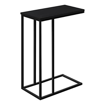 Monarch Specialties Accent Table, C-shaped, End, Side, Snack, Living Room, Bedroom, Black Laminate, Black Metal, Contemporary, Modern