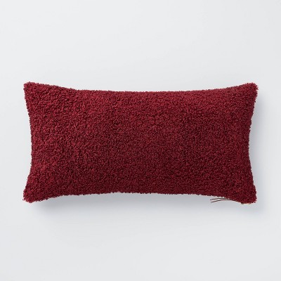 Oversized Boucle Lumbar Throw with Exposed Zipper Pillow Burgundy - Threshold™ designed with Studio McGee