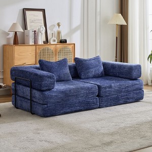 Sapphtopaz Convertible Floor Sofa Couches for Living Room with Fixed-Shape Frame Sectional Cloud Sofa with Chenille Fabric for Apartment - 1 of 4