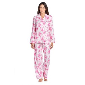 Casual Nights Women's Long Sleeve Notch Collar Floral Pajama Set - 1 of 4