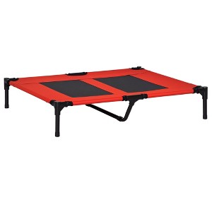 SKYONE Red Elevated Dog Cot with Breathable Mesh - 36"x30" Steel Frame Pet Bed for - 1 of 4