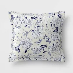 DuraSeason Fabric™ Woven Deep Seat Pillow Back Floral Shallow Blue - Threshold™