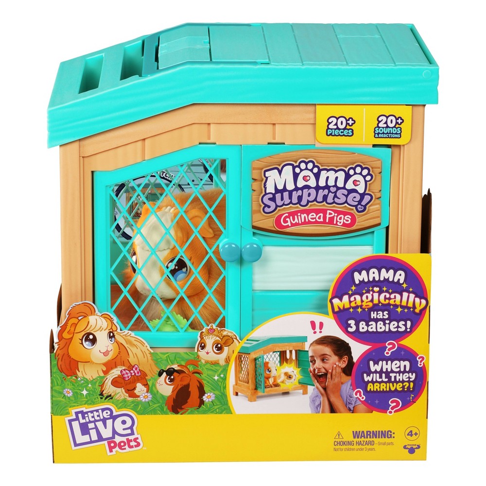 Little Live Pets  Mama Surprise  Soft  Interactive Mama Guinea Pig and her Hutch  and her 3 Surprise Babies  20+ Sounds & Reactions  Toys for Kids  Ages 4+