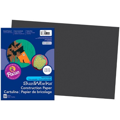 SunWorks Heavyweight Construction Paper, 18 x 24 Inches, Black, 50 Sheets