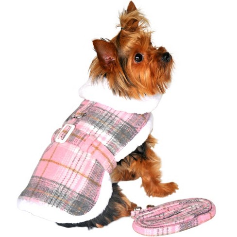 Fleece-lined Dog Harness Coat - Pink & White Plaid(2x-large) : Target