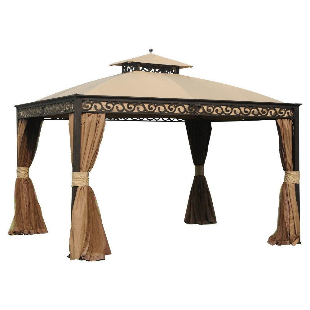 UPC 846822011851 product image for Webberly 10X10 Gazebo - Black, Gold Accent - Sunjoy | upcitemdb.com