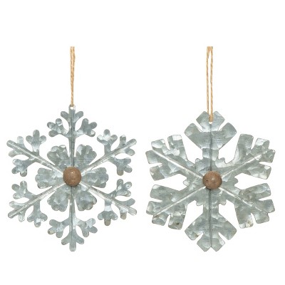 Transpac Metal 6 in. Grey Christmas Delicate Snowflake Ornament Set of 2