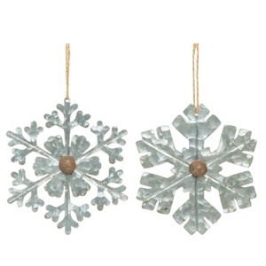 Transpac Metal 6 in. Grey Christmas Delicate Snowflake Ornament Set of 2 - 1 of 2