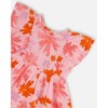 Deux par Deux Girl Printed Muslin Dress Pink and Coral Flowers - 4 of 4