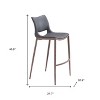 HomeRoots Set of Two 29" Dark Gray and Walnut Faux Leather and Steel Low Back Counter Height Bar Chairs - 3 of 4