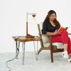 Brown Solid-Wood Desk Lamp – Elegant Cone Linen Shade, LED Eye-Care Reading Light for Bedside, Study or Living Room, 110V Plug-In - 3 of 4