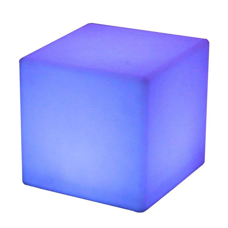 Main Access Color Changing LED Light Plastic Waterproof Cube Seat with 4 Lighting Modes, 16 Color Options, and Remote Control for Poolsides (2 Pack), 2 of 7