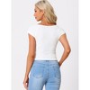 Allegra K Women's Sweetheart Neck Cap Sleeve Ribbed Knit Twist Knot Shirt - 3 of 4