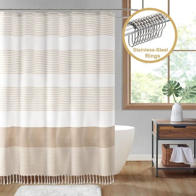 LunaLulinlk 13-Piece Tassel Shower Curtain Set with Hooks