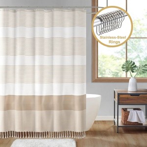 LunaLulinlk 13-Piece Tassel Shower Curtain Set with Hooks - 1 of 4