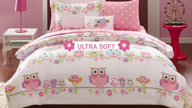 Striking Sara Adorable Owl Print Ultra Soft Kids' Comforter Set with Bed Sheets - Mi Zone, 2 of 10, play video