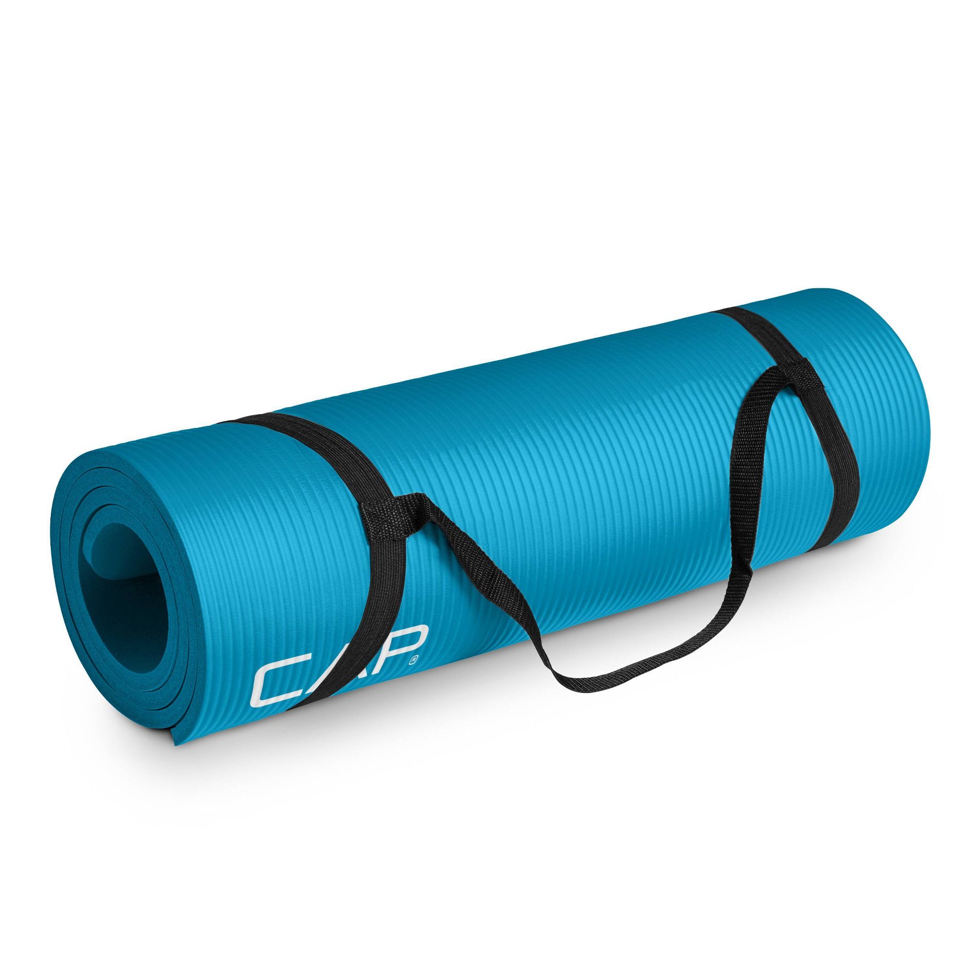CAP Barbell High Density Exercise Yoga Mat with strap 68"x2" 12mm - Teal
