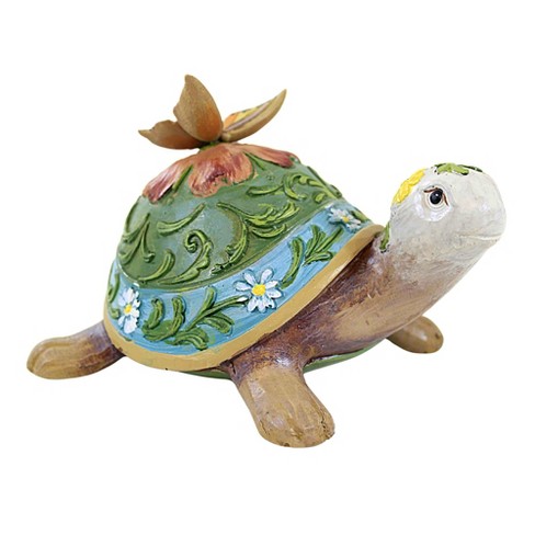 Roman 4.0 Inch Colorful Turtle Figurine Butterfly Flowers Figurines - image 1 of 3