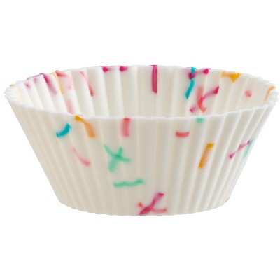 Trudeau Structure White Confetti Silicone Mini Muffin Baking Cups, Set of 24