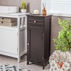 Costway Wooden Bathroom Floor Storage Cabinet Organizer w/ Drawer Adjustable Shelf Brown\White\Black\Grey - 2 of 4