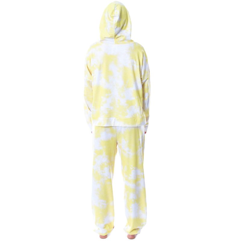 Spongebob Squarepants Tie Dye Womens' Pajama Cropped Hooded Jogger Set Yellow, 2 of 5