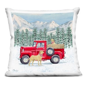 Stupell Industries Winter Dogs Snowy Mountainside Red Truck Indoor Decorative Throw Pillow, 18 x 18 - 1 of 3