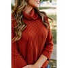 Women's 3/4 Sleeve Drop Shoulder Cowl Collar Neck Hi-Lo Solid Cable Knit Top - Multiples - 2 of 4