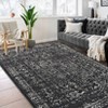 Vintage Distressed Floral Hallway Rug, Machine Washable, Non-Slip Indoor Carpet for Kitchen, Bathroom,Bedroom, Office,Retro Accent, Easy-Clean, Black - 3 of 4