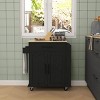 GlasFlength Kitchen Carts and Islands Rolling Kitchen Table Storage Island Mobile Buffet Server Table for Dining Room, Black, 29.9"*15"*34.1" - 2 of 4