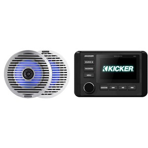 Kicker 46KMC4 Marine Gauge-Style Source & 51KM614FL 6.5" Thin-Mount Marine LED Speakers bundle - 1 of 4