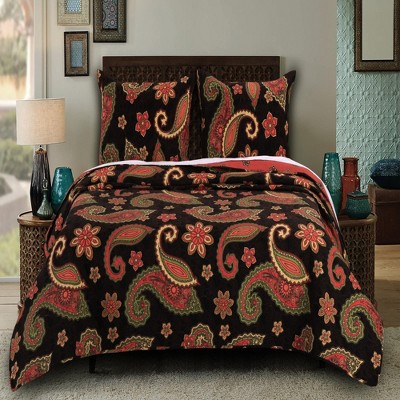 Greenland Home Fashion Midnight Paisley Quilt Set 2-Piece, Multicolor - Twin