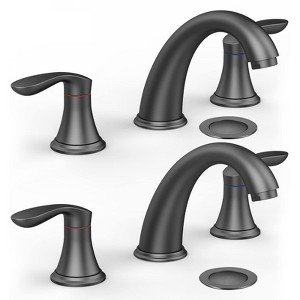 COZONY 3 Hole Bathroom Sink Faucet, Pop Up Drain with Hot Cold Water Lines - 1 of 4