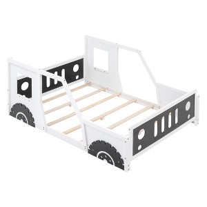 YOOCOZZ Full Size Car-Shaped Platform Bed with Wheels -White - 1 of 4