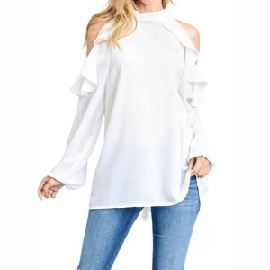 Women's Pia Ruffle Cold-Shoulder Blouse - ee:some - 1 of 4