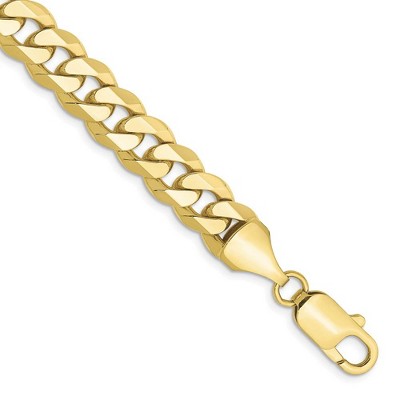 Black Bow Jewelry Men's 8.25mm 10k Yellow Gold Flat Beveled Curb Chain Bracelet