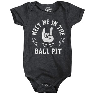 Meet Me In The Ball Pit Baby Bodysuit Funny Sarcastic Metal Music Graphic Jumper For Infants - Crazy Dog Baby Bodysuit - 1 of 4