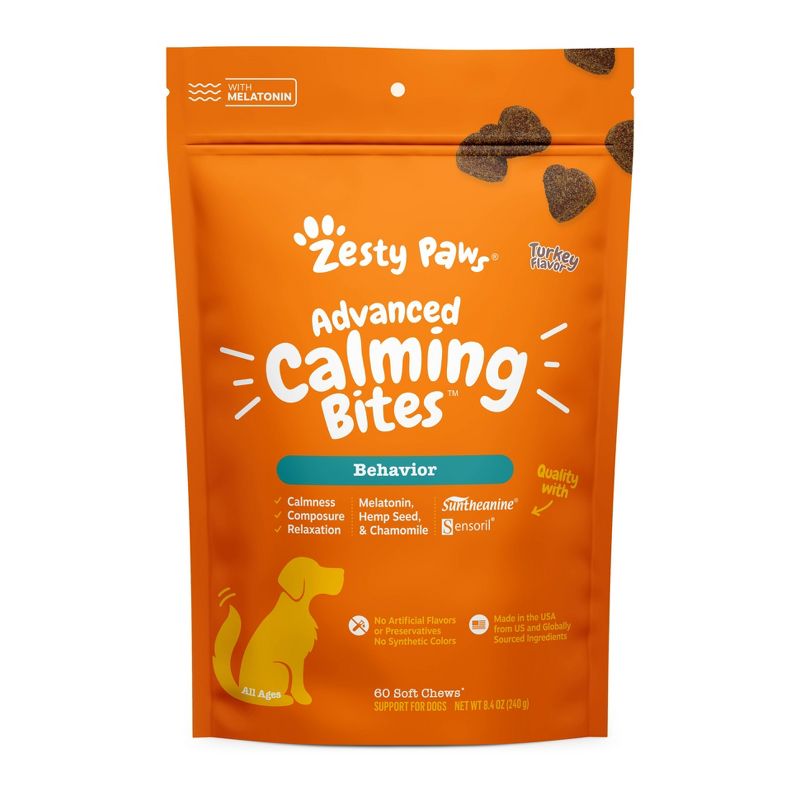 Zesty Paws Advanced Behavior Calming Soft Chews for Dogs - Turkey Flavor - 60ct, 1 of 9