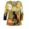 Collections Etc Ghostly Pumpkin Patch Sequin Accents Halloween Top - 3 of 4