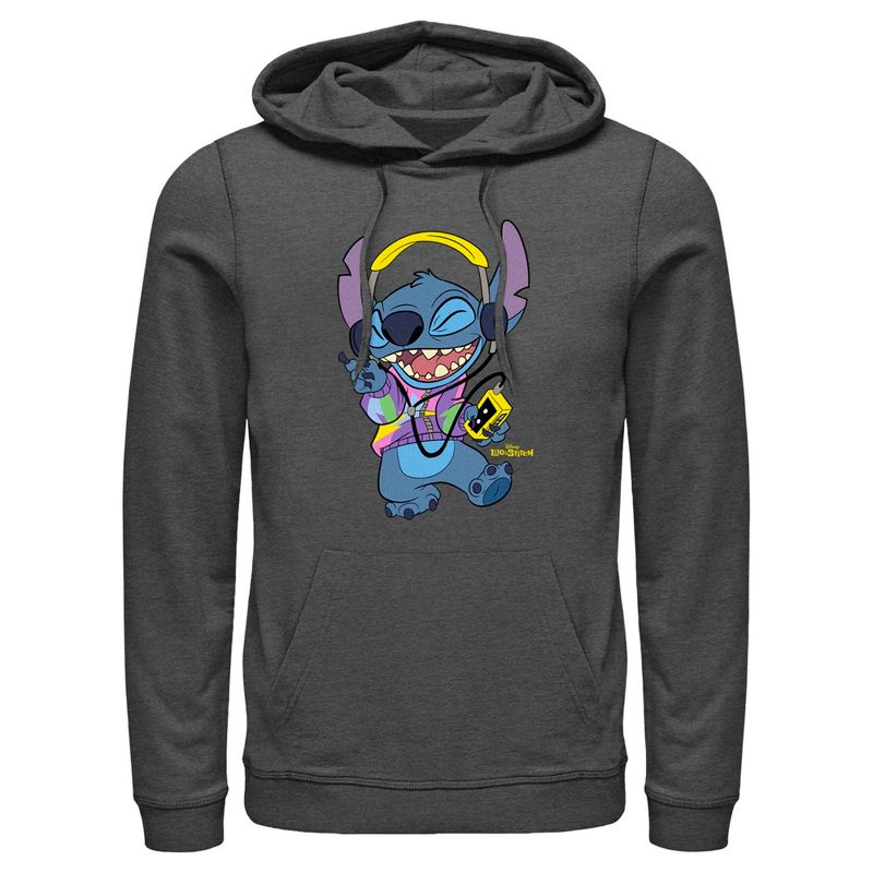 Men's Lilo & Stitch Cool Headphones Stitch Pull Over Hoodie, 1 of 5