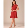 Allegra K Women's Work Ruffle Hem Cap Sleeve High Waist A-Line Layered Midi Dress - 3 of 4
