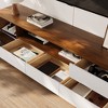 POVISON Modern Wood TV Stand, Lowline TV Console With Drawers, Open Storage, Cabinet, Walnut Veneer, Fully-Assembled, 70.87" - 4 of 4