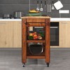57 Inch Rolling Kitchen Island with Storage, Large Kitchen Cart with Solid OAK Wood Top & 2 Drawers, Kitchen Island Cart On Wheels Wine & Spice Rack - 4 of 4