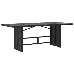 vidaXL Garden Table Black PE rattan, powder-coated steel, tempered glass - 1 of 1