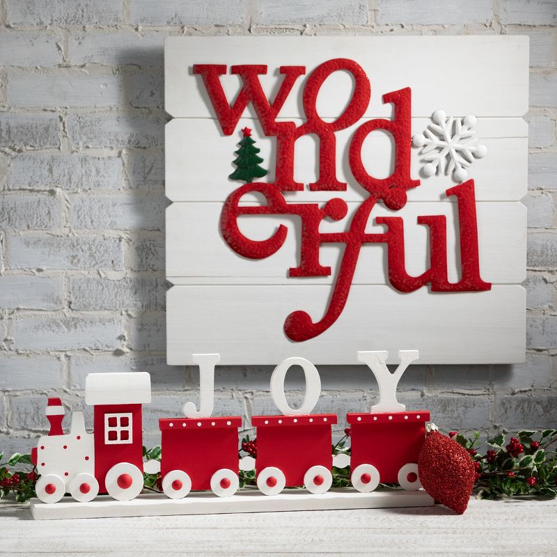 "Wonderful" Christmas Wall Art Multicolor 21.5"H Wood, 3 of 6