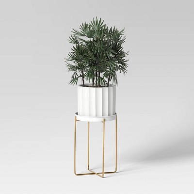 Iron Indoor Outdoor Planter Stand White/Brass - Threshold&#8482;_2