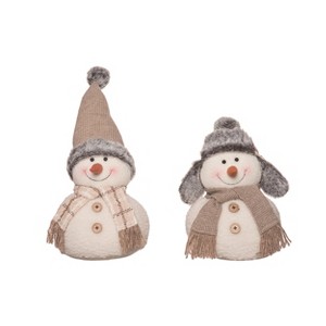 Transpac Plush Rustic Plaid Snowman Set of 2 Decorative Figurines for Christmas Indoor Tabletop Decorations - 1 of 1