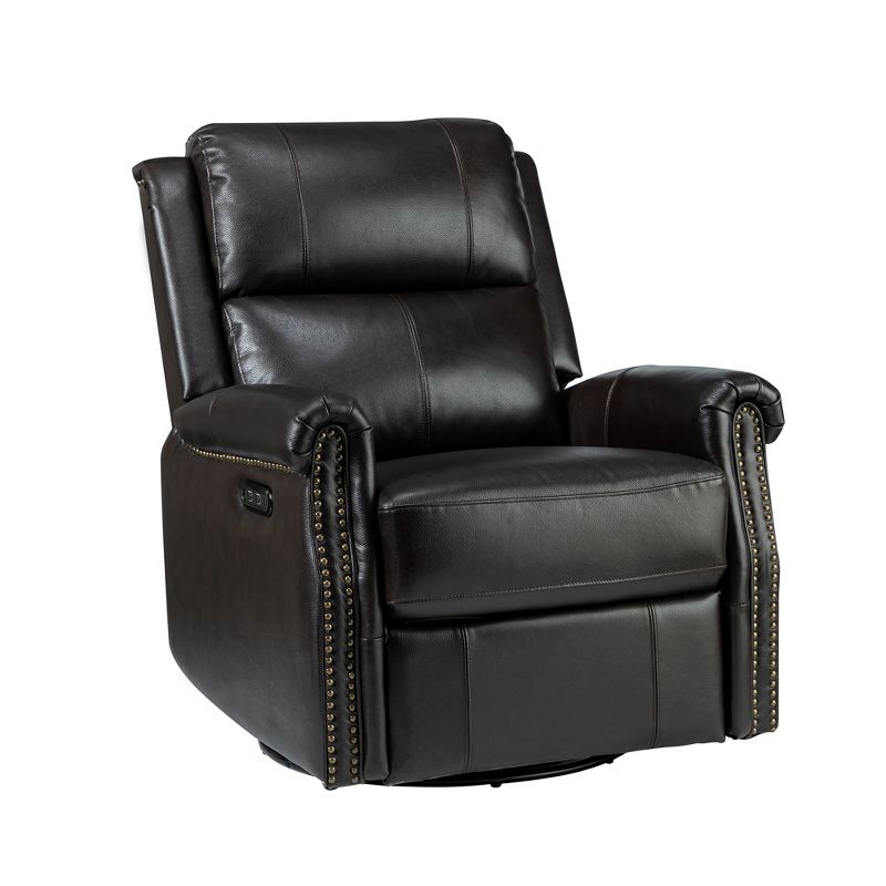 Kaietan Genuine Leather Power Rocking Recliner with Rolled Arms for Living Room and Office| ARTFUL LIVING DESIGN, 1 of 11