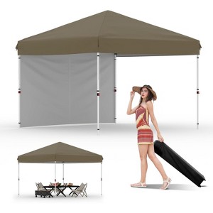 10x10 Ft Pop Up Canopy, 10'x10' Folding Canopy with 3 Highters Adjustable, Outdoor Event Shelter UPF 50+ Gazebo Portable Tents for Beach Wedding EZ - 1 of 4