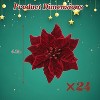 24 Pcs Artificial Poinsettia Flowers, 6.3" Large Velvet Christmas Floral Picks with Stems for Tree, Wreath, Garland, Wedding Ornaments - 2 of 4