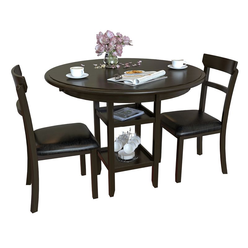 Costway 3-Piece Dining Set W/ Counter Height Round Dining Table & 2 Upholstered Chairs, 1 of 11